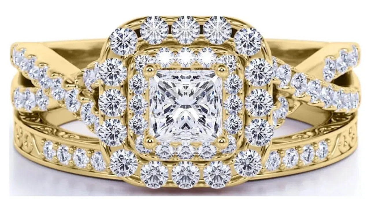 Wedding ring in 18K yellow gold plated for women Crystal Haven