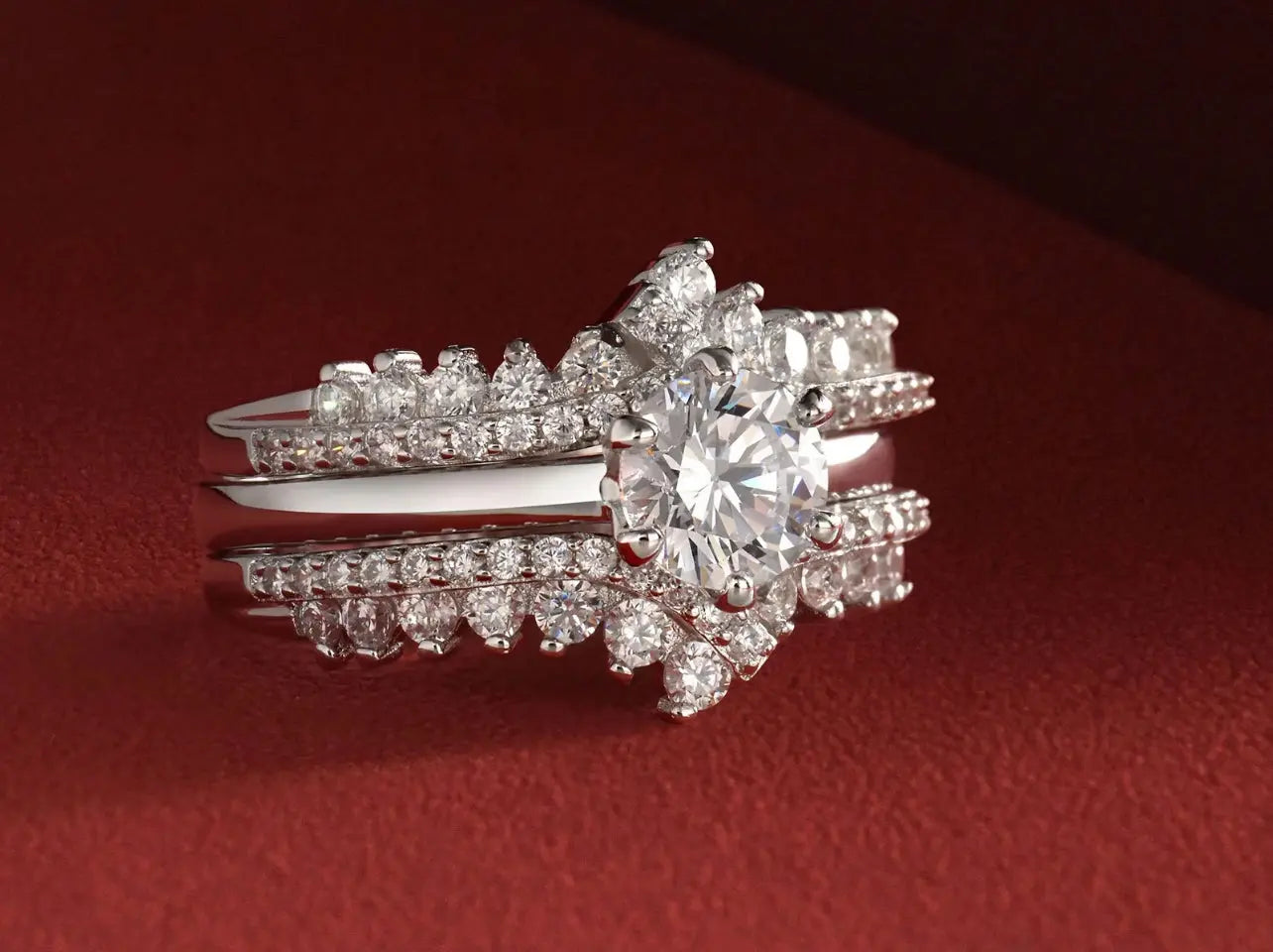 Women’s engagement ring sterling silver Crystal Haven