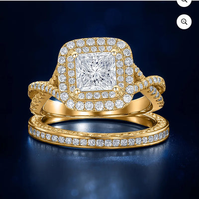Wedding ring in 18K yellow gold plated for women Crystal Haven
