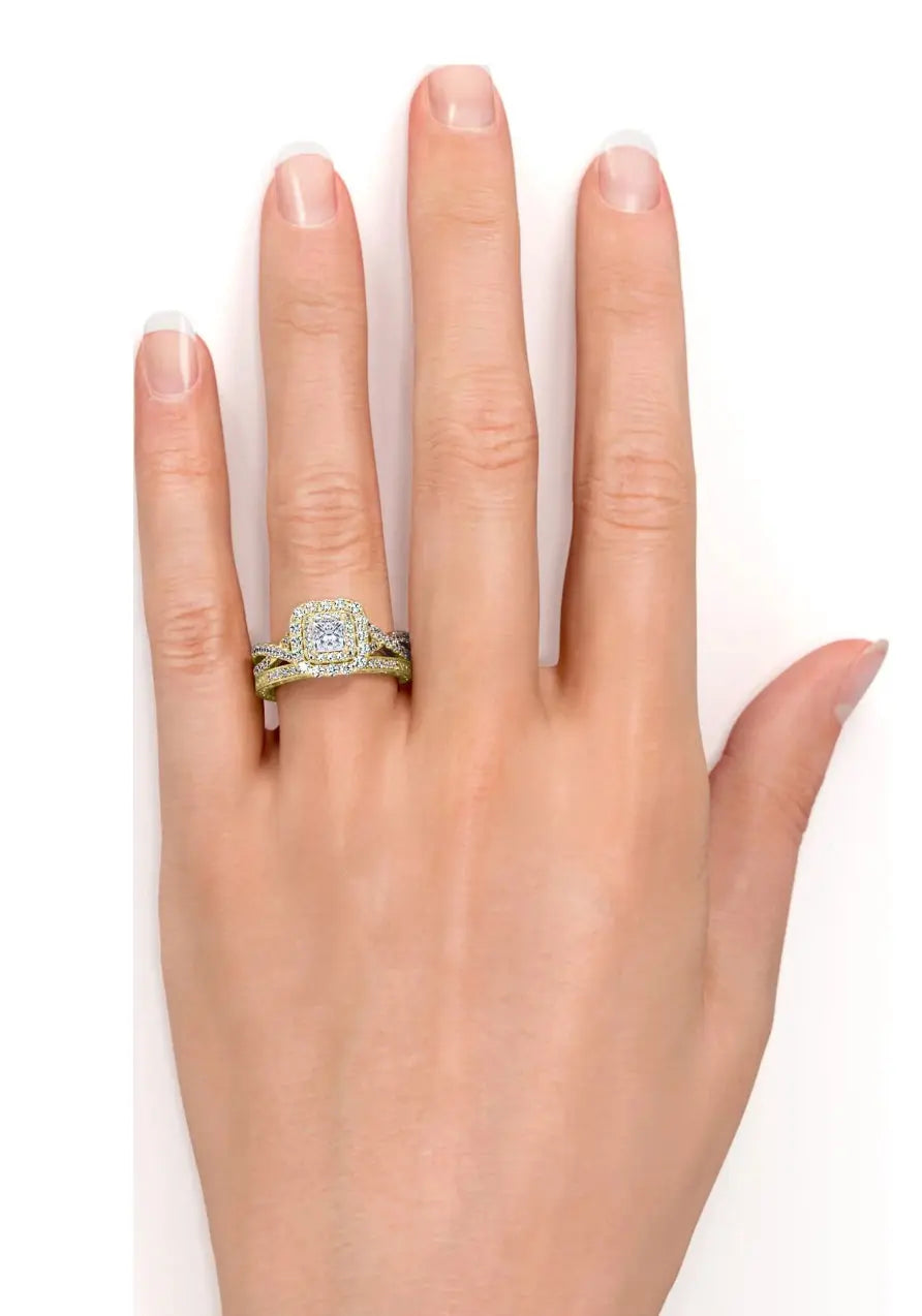 Wedding ring in 18K yellow gold plated for women Crystal Haven