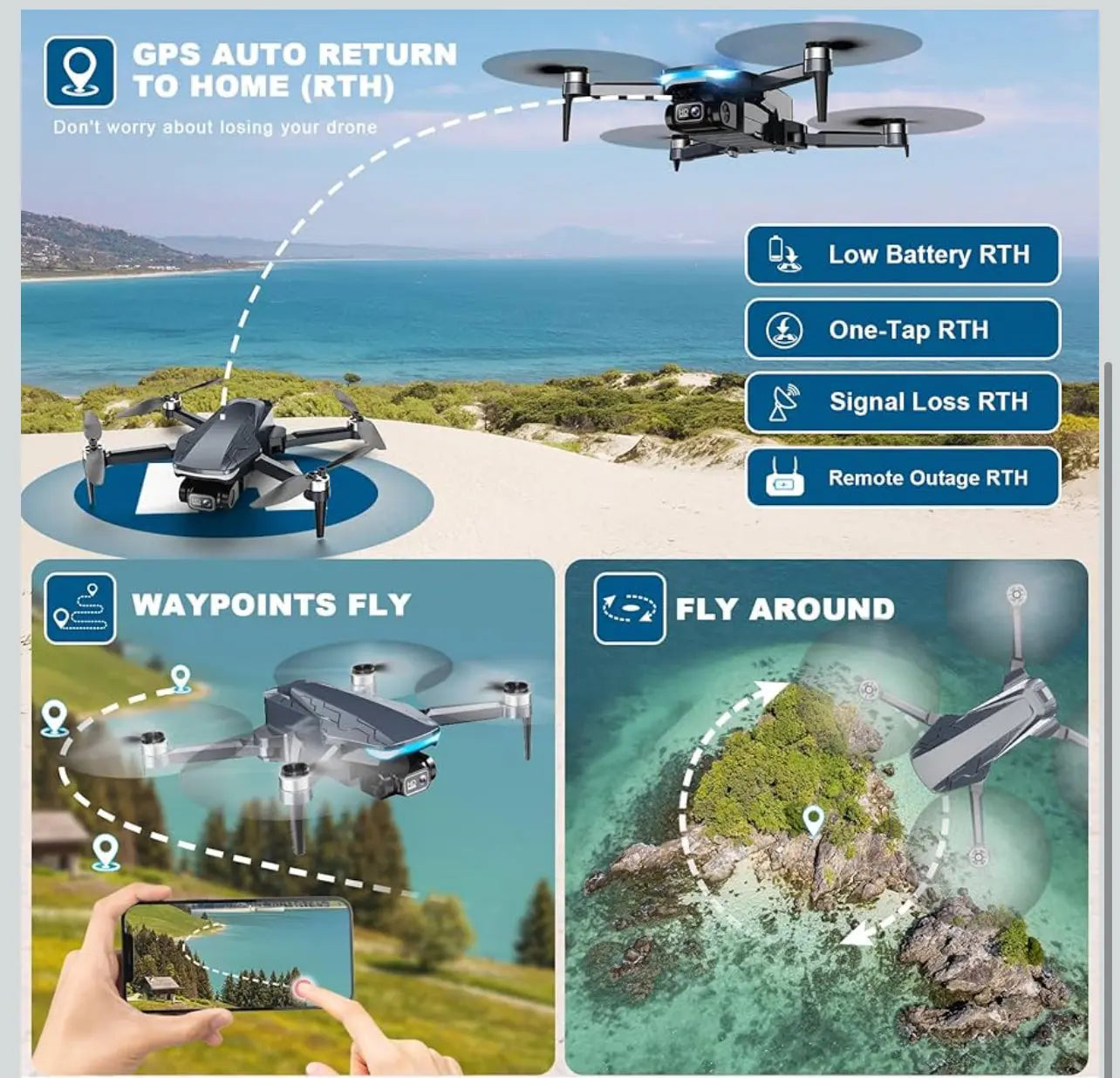 GPS drone with camera and 2 batteries bundle deal Crystal Haven