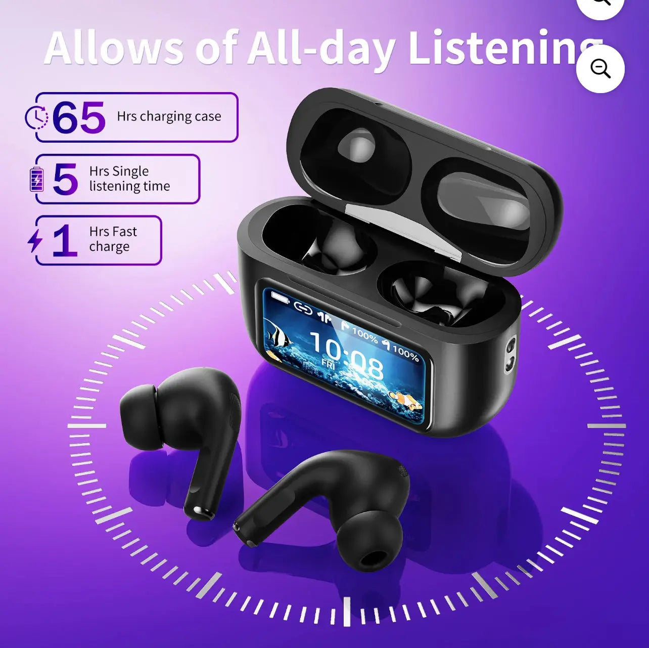 Earbuds with touch screen Bluetooth and noise cancellation Crystal Haven