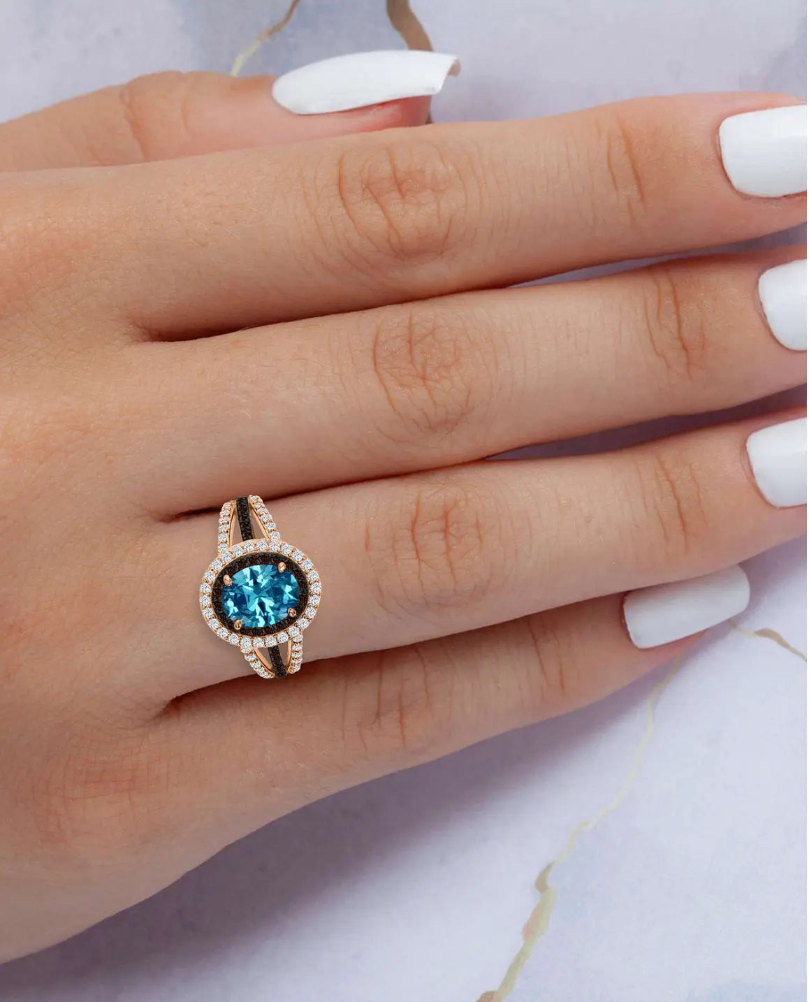 Women’s 14k rose gold plated silver ring Crystal Haven