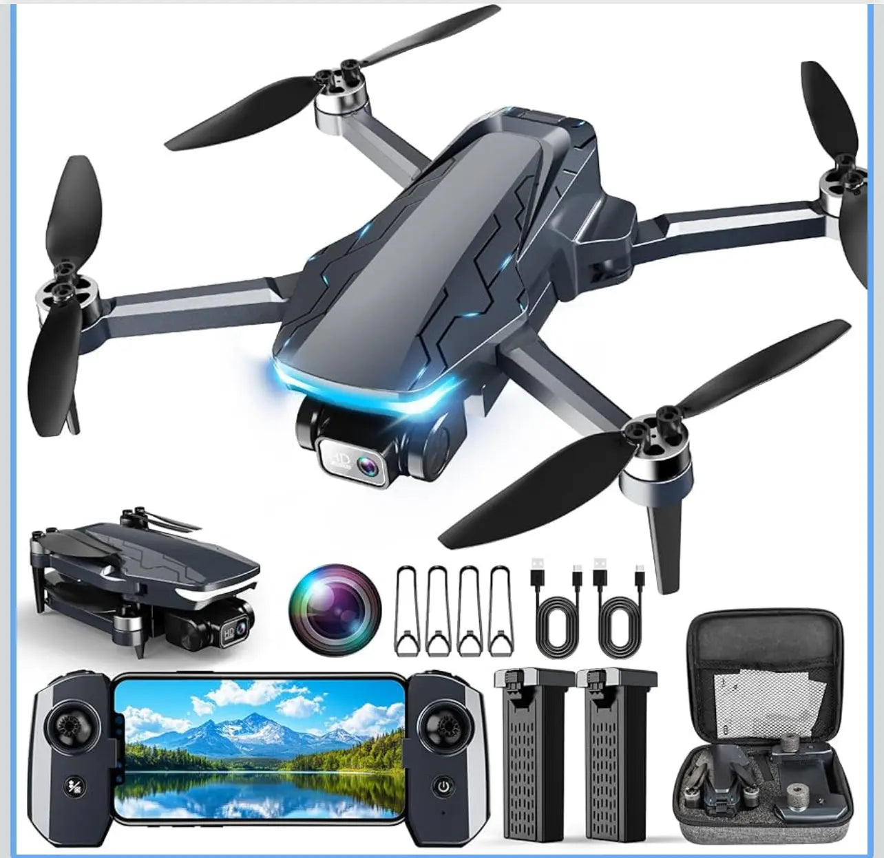 GPS drone with camera and 2 batteries bundle deal Crystal Haven