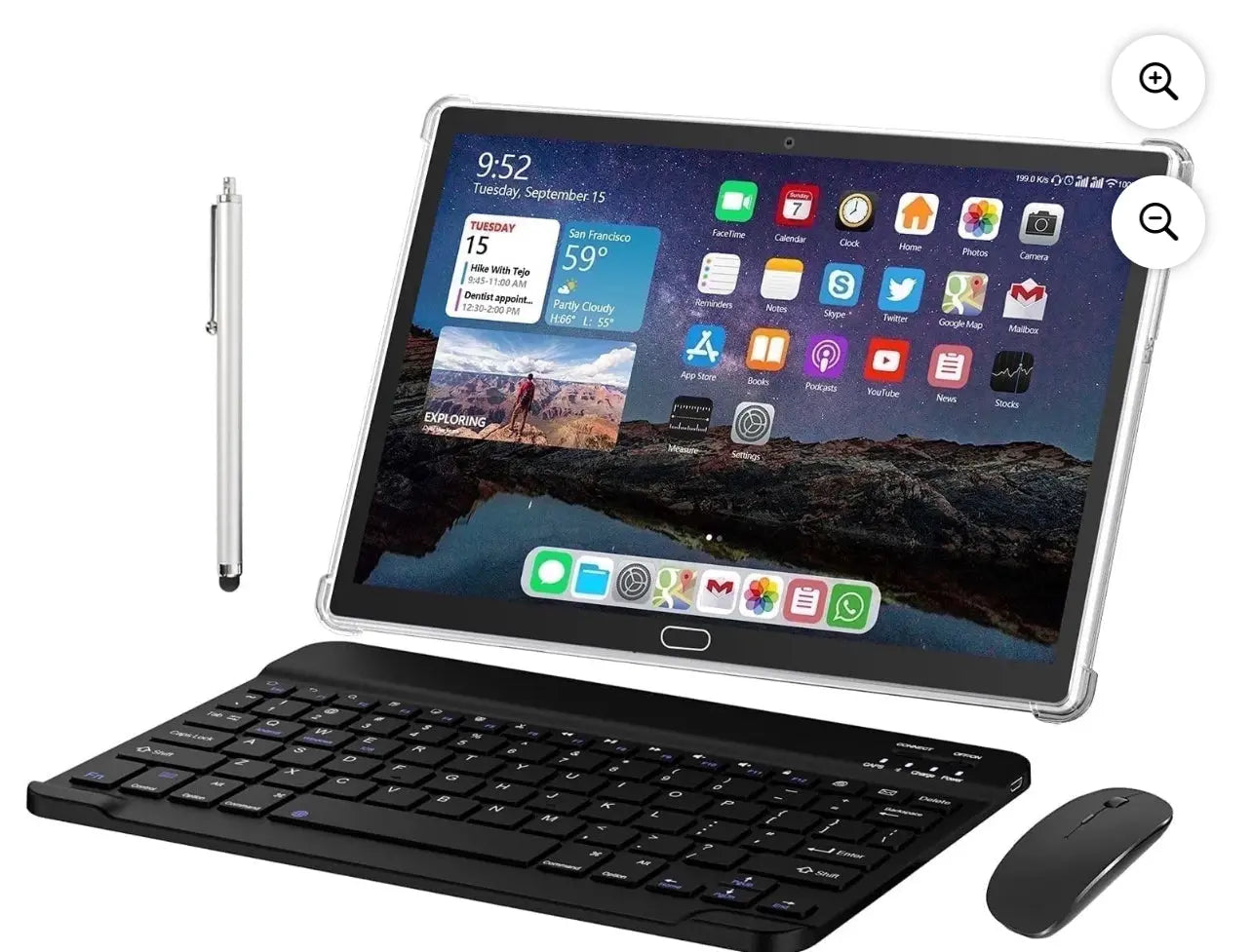 Android tablet bundle with keyboard, wireless mouse and stylus Crystal Haven