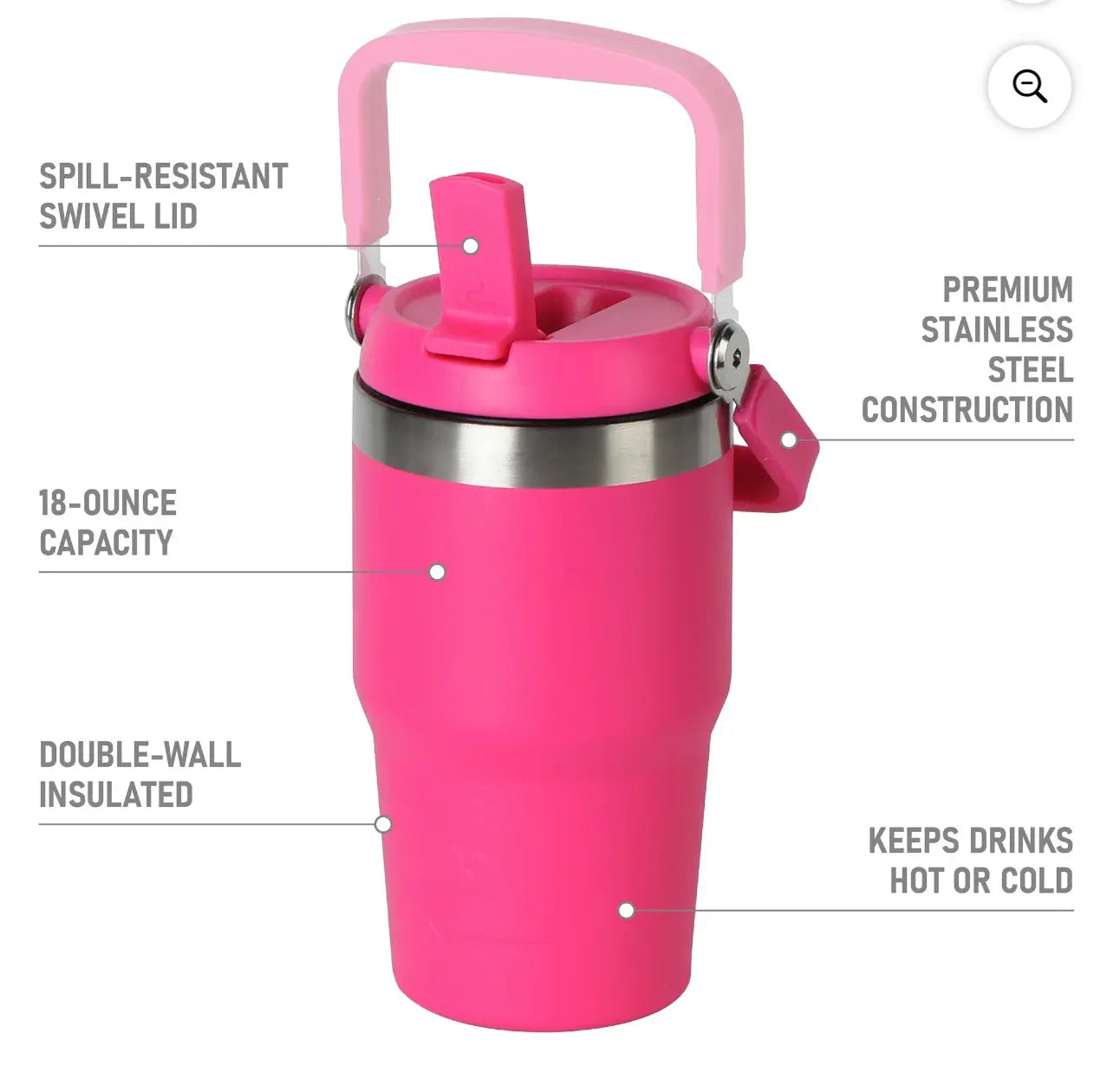 Jumbo pink stainless Tumbler Crystal Haven