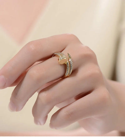 14K gold plated modern ring Crystal Haven